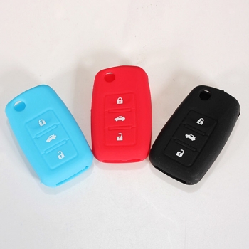 Weichen Silikon Fernschlagschlüsselanhänger Fall 3 Tasten für VW Seat Skoda