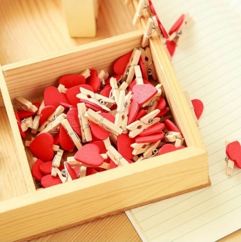 10pcs Love Heart Wooden Clothes Photo Paper Clips