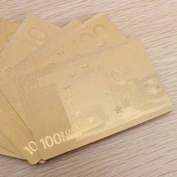 24K Goldfolie überzogen Poker Spielkarten Certficate Dollar Euro