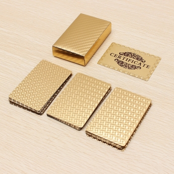 24K Goldfolie überzogen Poker Spielkarten Certficate Dollar Euro