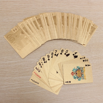 24K Goldfolie überzogen Poker Spielkarten Certficate Dollar Euro