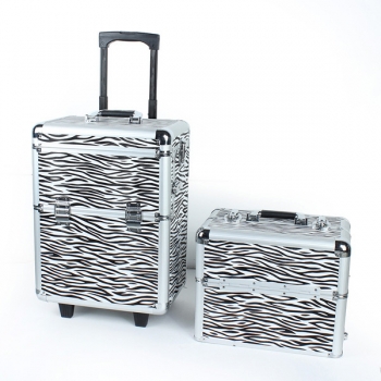 Pro 2in1 rädriges schließbares Aluminiummake Up kosmetischer Kastenkosmetikkoffer