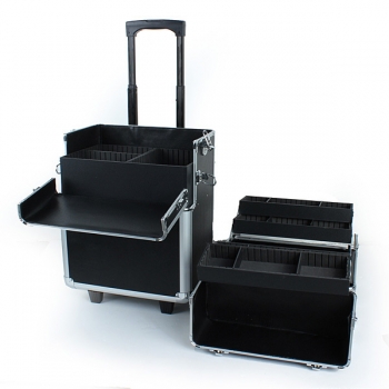 Pro 2in1 rädriges schließbares Aluminiummake Up kosmetischer Kastenkosmetikkoffer