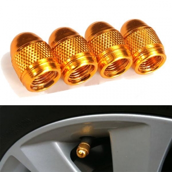 4x Aluminum Gewehrkugel Art Air Port Abdeckung Gummireifen Ventil Rad Stem Caps