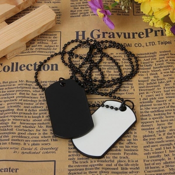 Männer Armee Stil weiß und schwarz 2 Dog Tag Anhänger Halskette