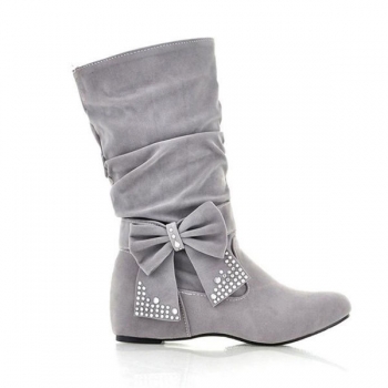 Bowtie Mid Calf Damen Stiefel Butterfly Knot versteckte Ferse Damen Schuhe