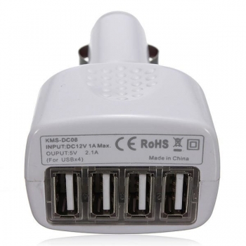 4 Port USB KFZ Ladegerät für Mobiltelefon DC 5V 2.1A