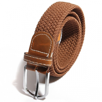 Männer Frauen Stretch geflochtene elastische gewebte Leder Gürtel Gürtel