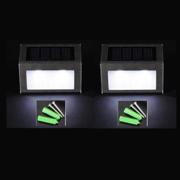 2X Weiß Solar Power LED Treppen Pathway Garten Yard Wandleuchte
