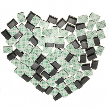 100 Stk. Schwarzer Kunststoff-Draht-Krawatte Rechteck CablE-Mount Clip Klemme selbstklebend