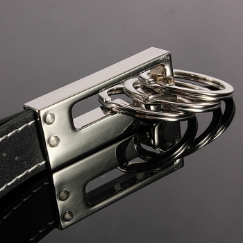 3 Loops Lederband Zink Legierung Schlüsselring Ketten Ring Fob