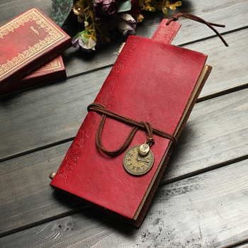 Ruler Taktgeber Weinlese PU Leder verklemmtes Notizbuch Travel Journal Note Paper Tagebuch