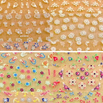 50 Blatt 3D Mixed Styles Blumen Entwurfs Spitze Abziehbild Nail Art Sticker