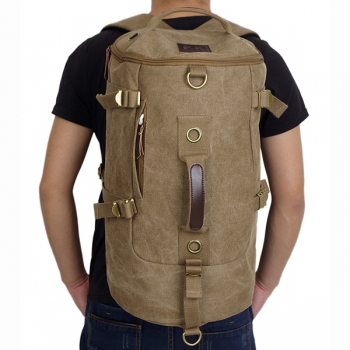 Doppelnutzung Männer Leinwand Wandern Camping Kaffee Khaki Rucksack
