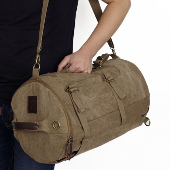 Doppelnutzung Männer Leinwand Wandern Camping Kaffee Khaki Rucksack