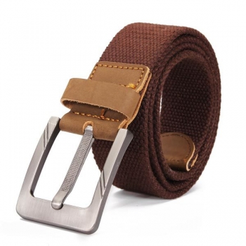 Segeltuch Rindlederzutaten Einzel Buckle Woven Gürtel 