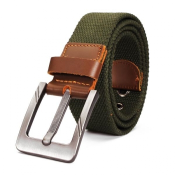 Segeltuch Rindlederzutaten Einzel Buckle Woven Gürtel 