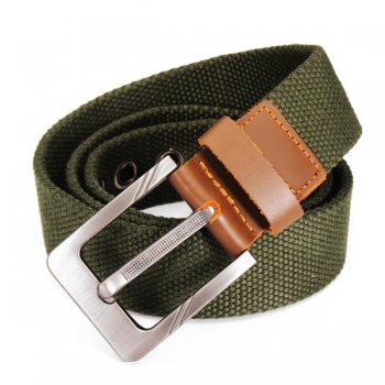 Segeltuch Rindlederzutaten Einzel Buckle Woven Gürtel 