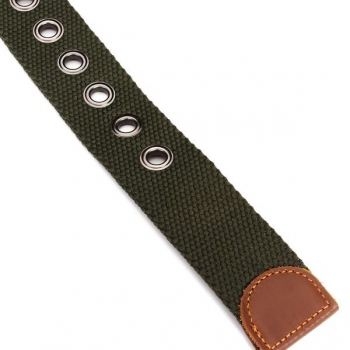 Segeltuch Rindlederzutaten Einzel Buckle Woven Gürtel 