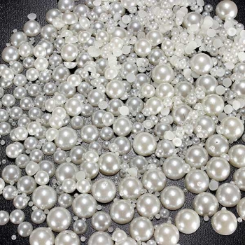 1000pcs mischte Elfenbein-halbe runde flache rückseitige Perle DIY Dekoration