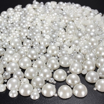 1000pcs mischte Elfenbein-halbe runde flache rückseitige Perle DIY Dekoration