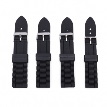 Schwarz Silikon Gummi wasserdichte Taucher Uhrenarmband Bügel Outdoor Sports