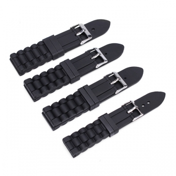 Schwarz Silikon Gummi wasserdichte Taucher Uhrenarmband Bügel Outdoor Sports