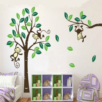 Affe auf Baum Kunst entfernbare Wand Aufkleber Baby Raum Dekor Abziehbild