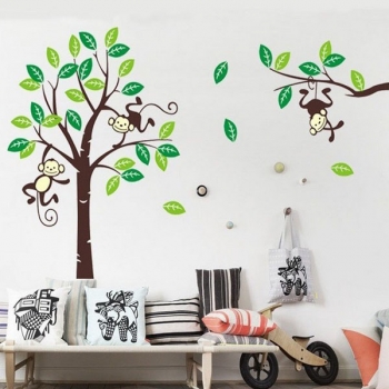 Affe auf Baum Kunst entfernbare Wand Aufkleber Baby Raum Dekor Abziehbild