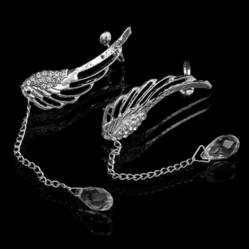 Angel Wings Kristalltropfen Ohrclips Rhinestone Frauen Ohrringe