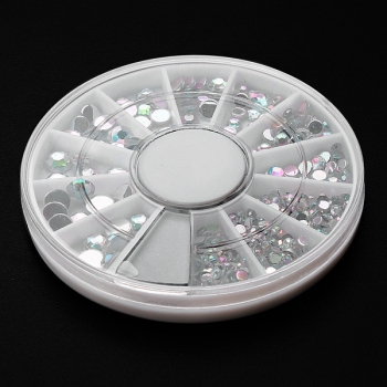 5 Größen Weiß Multicolor Acrylrhinestone Nagel Dekoration Rad 