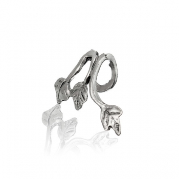 1pc Punk Dreibettzimmer Blatt Legierungs Ohrring Ohr Stulpe Clips Silber überzogene Schmucksachen