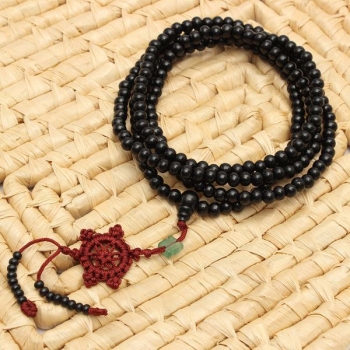 Schwarze Sandelholz Buddhistische Buddha Multi Chain Perlen Armband Halskette