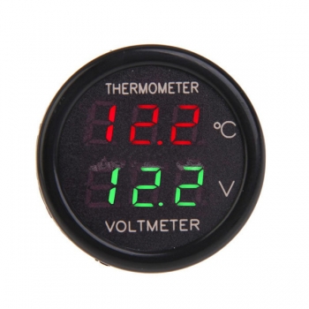 2 in 1 Auto Anzeigen Doppel LED Digital Thermometer Voltmeter 12V