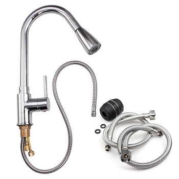 Pull-Down-Küchenarmaturen Mischer-Hahn-Einzel-Loch-Wannen-Hahn Chrom poliert