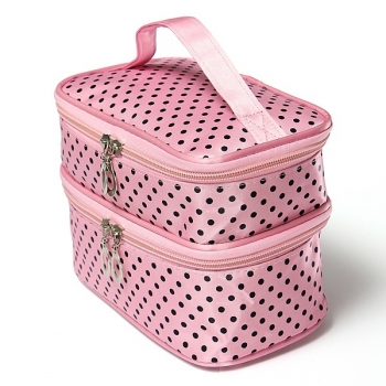Tragbare Polyester Double Layer Verfassungs Kosmetik Toilettenartikel Tasche