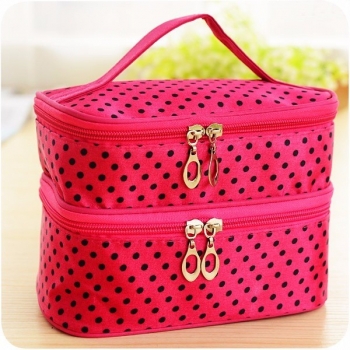 Tragbare Polyester Double Layer Verfassungs Kosmetik Toilettenartikel Tasche
