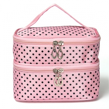 Tragbare Polyester Double Layer Verfassungs Kosmetik Toilettenartikel Tasche