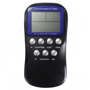 LCD Digital Thermometer Küche Lebensmittel Backofen Timer mit Silber Sonde