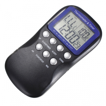 LCD Digital Thermometer Küche Lebensmittel Backofen Timer mit Silber Sonde