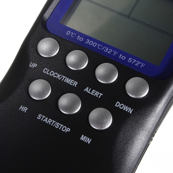 LCD Digital Thermometer Küche Lebensmittel Backofen Timer mit Silber Sonde