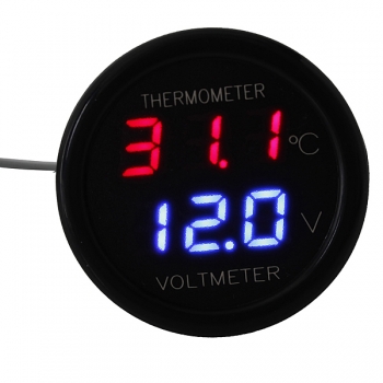 Auto LED Digitale Red & Blue Display 2 in 1 Doppel Spannungsmesser Thermometer 12V