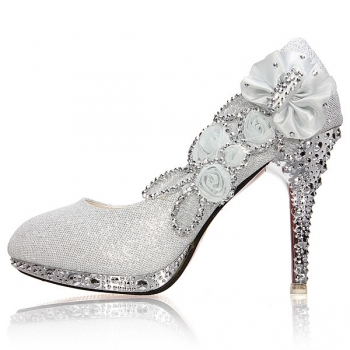 Glitter Blume Pump Hochzeit Kristall High Heels Damenschuhe