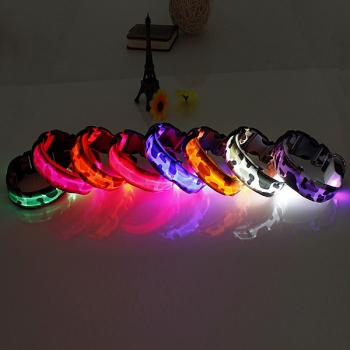 L Haustier Hund LED Kragen Nylon Sicherheitsleuchte blinkt Kragen