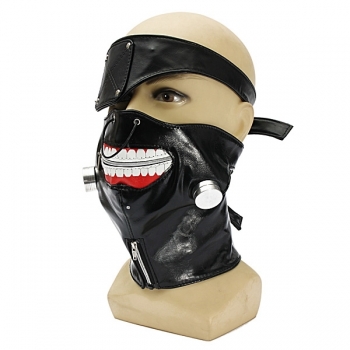 Einstellbare Zipper Mouth PU Leder Augenklappe Mask Props