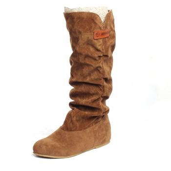 Damenkniestrümpfe Stiefel Spitze Stulpe erhöhten Innenwollschuhe