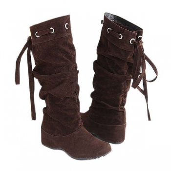 Damen Mittleres Kalbsleder Stiefel Slouch Comfort Soft Leder-Aufzugsschuhe