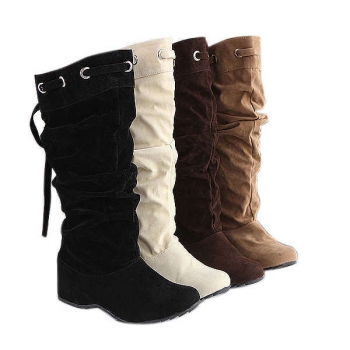 Damen Mittleres Kalbsleder Stiefel Slouch Comfort Soft Leder-Aufzugsschuhe