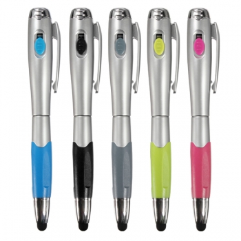 3 in 1 kapazitiven Tough Screenn Stift mit LED Taschenlampe Kugelschreiber