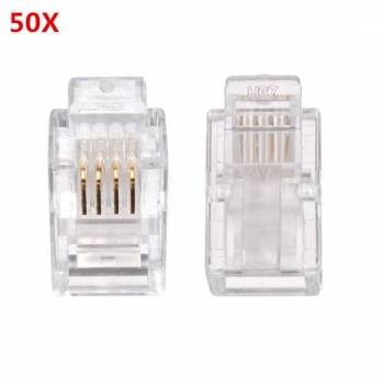 50PCS RJ11 Modular Cable Head Plug Ethernet Netzwerkanschluss